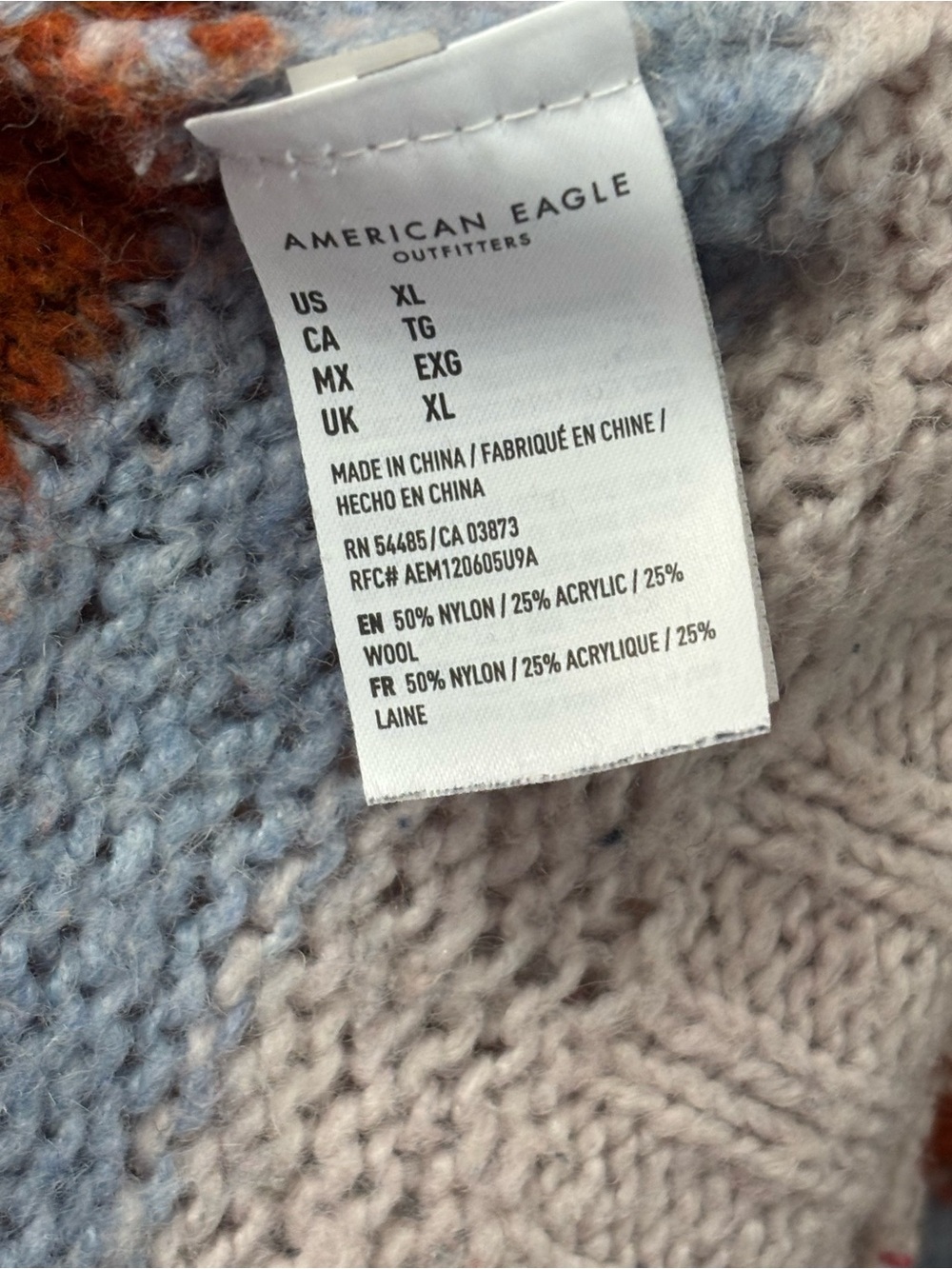 American Eagle Sweater Womens Size XL Cream Stripe Crewneck Sweater - Picture 4 of 6